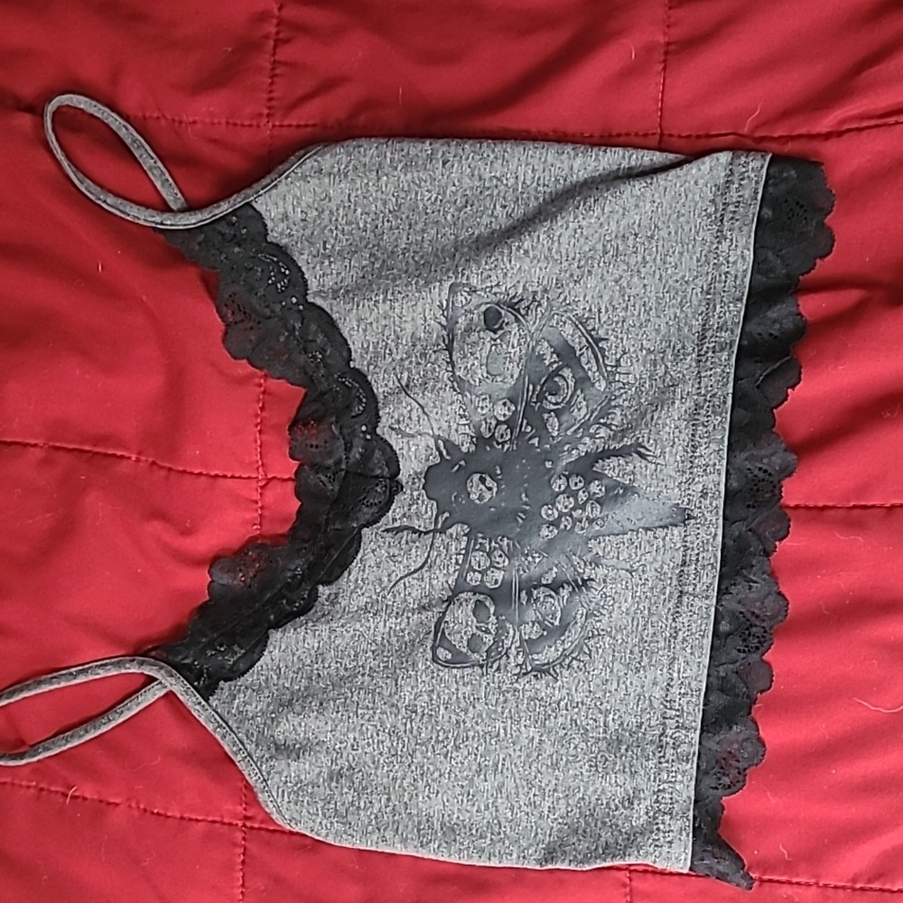 Grey and Black Punk Cropped Cami